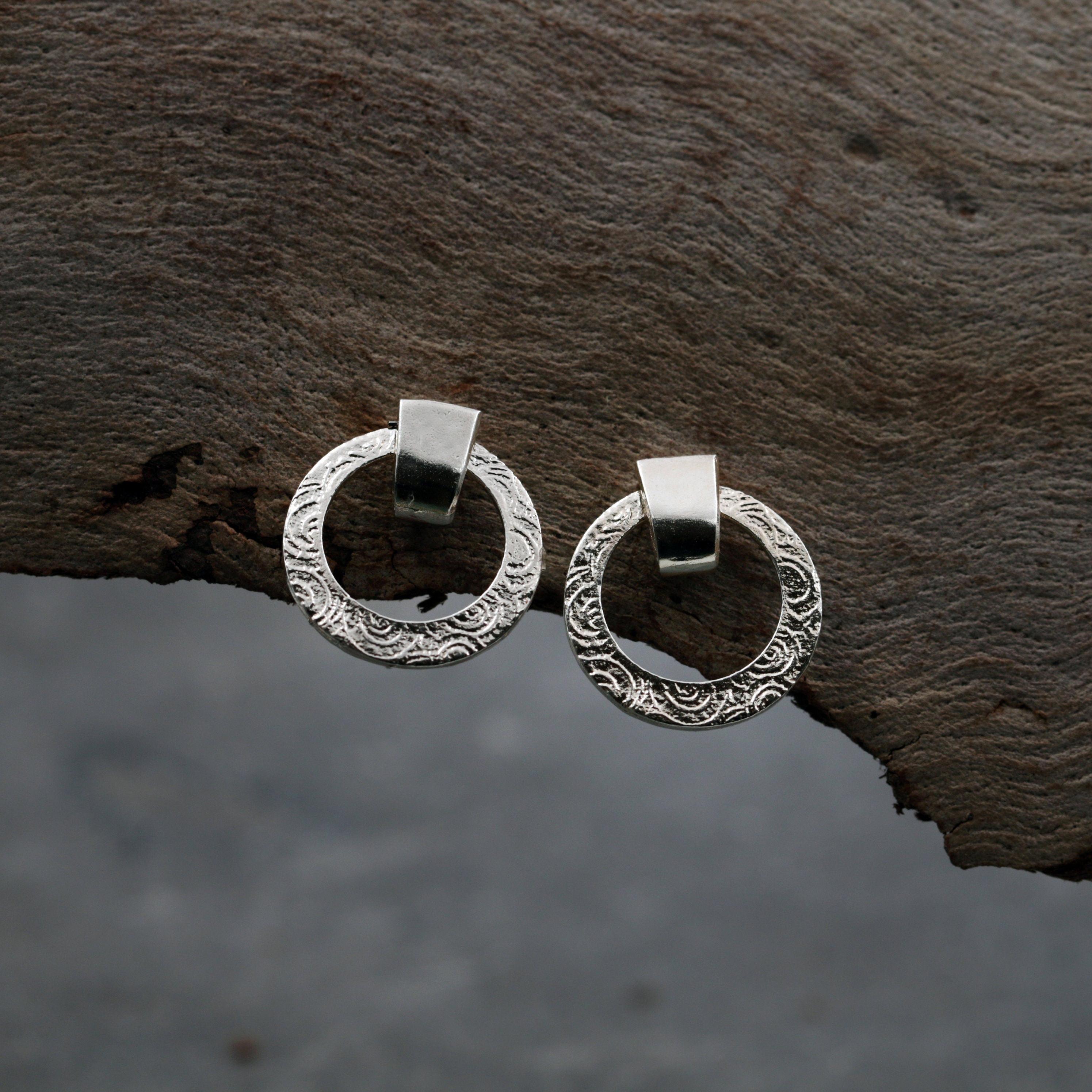 Sterling Silver Modern Round Post Earrings for Women