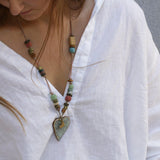 Unique Necklaces,Heart Pendant Necklace,Pendant Necklace,Ceramic Necklace,Handmade Jewelry,Vintage Pendant Necklace,Long Statement Necklace