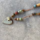 Unique Necklaces,Heart Pendant Necklace,Pendant Necklace,Ceramic Necklace,Handmade Jewelry,Vintage Pendant Necklace,Long Statement Necklace