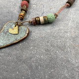 Unique Necklaces,Heart Pendant Necklace,Pendant Necklace,Ceramic Necklace,Handmade Jewelry,Vintage Pendant Necklace,Long Statement Necklace