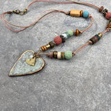 Unique Necklaces,Heart Pendant Necklace,Pendant Necklace,Ceramic Necklace,Handmade Jewelry,Vintage Pendant Necklace,Long Statement Necklace