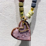 Unique Necklaces for Women,Handmade Jewelry,Heart Pendant,Chunky Statement Necklace,Ceramic Necklace,Valentine Gifts,Statement Jewelry