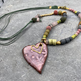 Unique Necklaces for Women,Handmade Jewelry,Heart Pendant,Chunky Statement Necklace,Ceramic Necklace,Valentine Gifts,Statement Jewelry