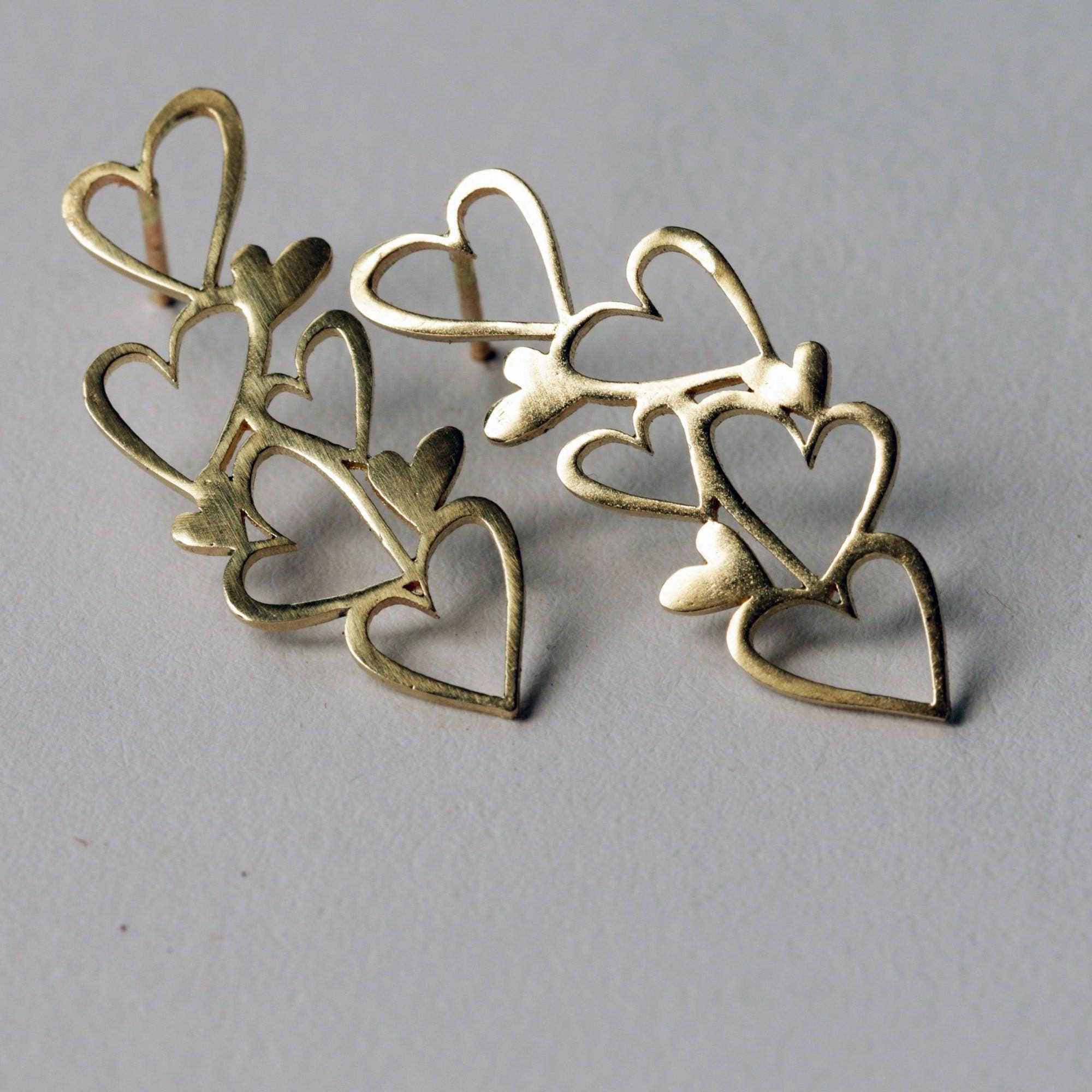 Handmade Gold-Filled Valentine's Day Heart Stud Earrings