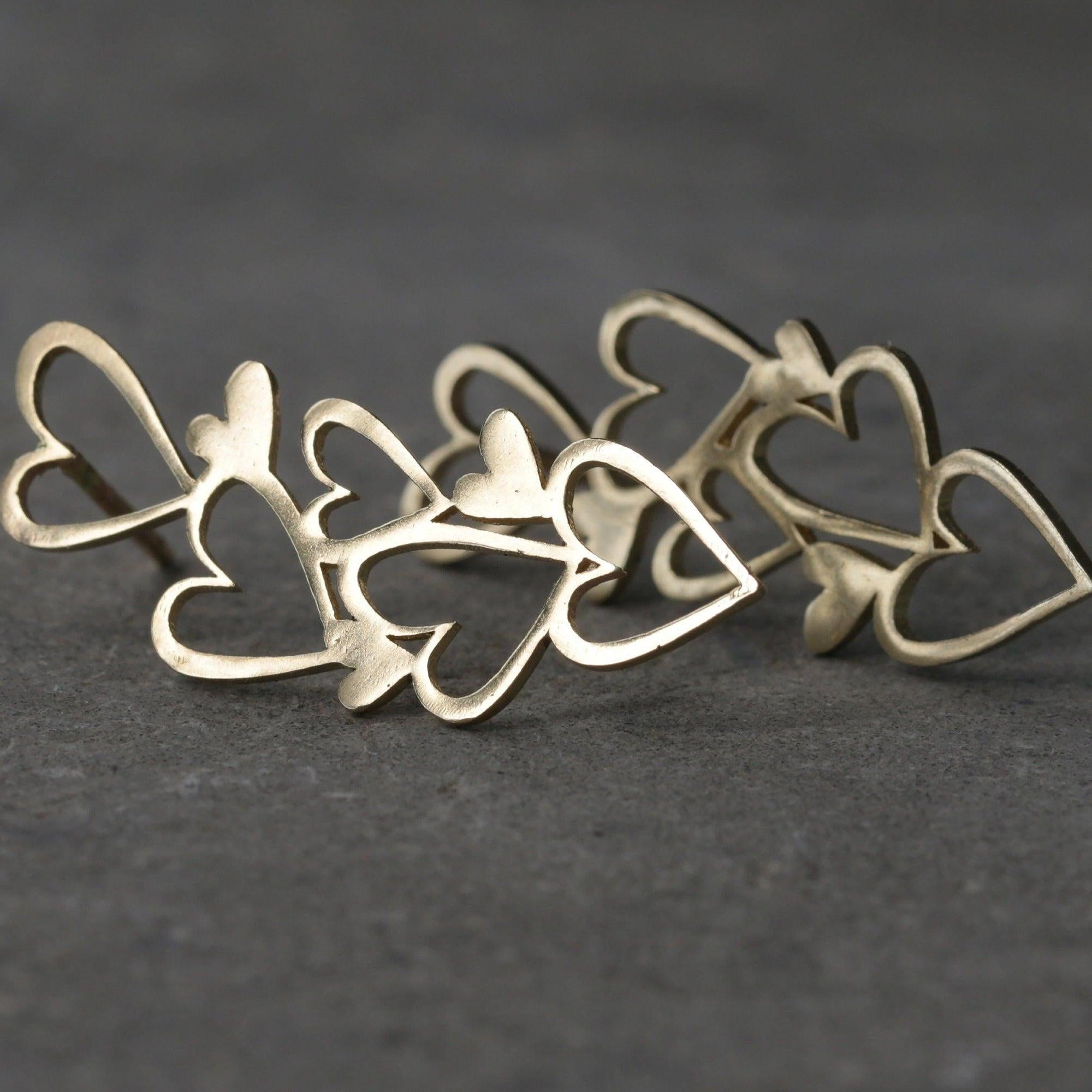 Handmade Gold-Filled Valentine's Day Heart Stud Earrings
