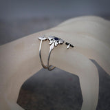 Silver Wrap Ring for Women, Hearts Wrapping Ring, Boho Rings, Silver Open Ring, Multi Heart Ring, Lolite Gemstone Ring.,Mother's Day Gift