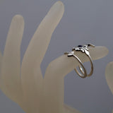 Silver Wrap Ring for Women, Hearts Wrapping Ring, Boho Rings, Silver Open Ring, Multi Heart Ring, Lolite Gemstone Ring.,Mother's Day Gift