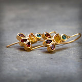 Multi Gemstone Gold Earrings, Citrine, Topaz, Garnet Earrings. Colorful Earrings, 14k Gold Earrings, Statement Earrings, Mothers Day Gift