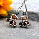 Gemstone Silver Earrings, Citrine,Topaz,Garnet Earrings, Colorful Earrings, Sterling Silver Earrings, Statement Earrings, Mothers Day Gift