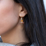 Multi Gemstone Gold Earrings, Citrine, Topaz, Garnet Earrings. Colorful Earrings, 14k Gold Earrings, Statement Earrings, Mothers Day Gift