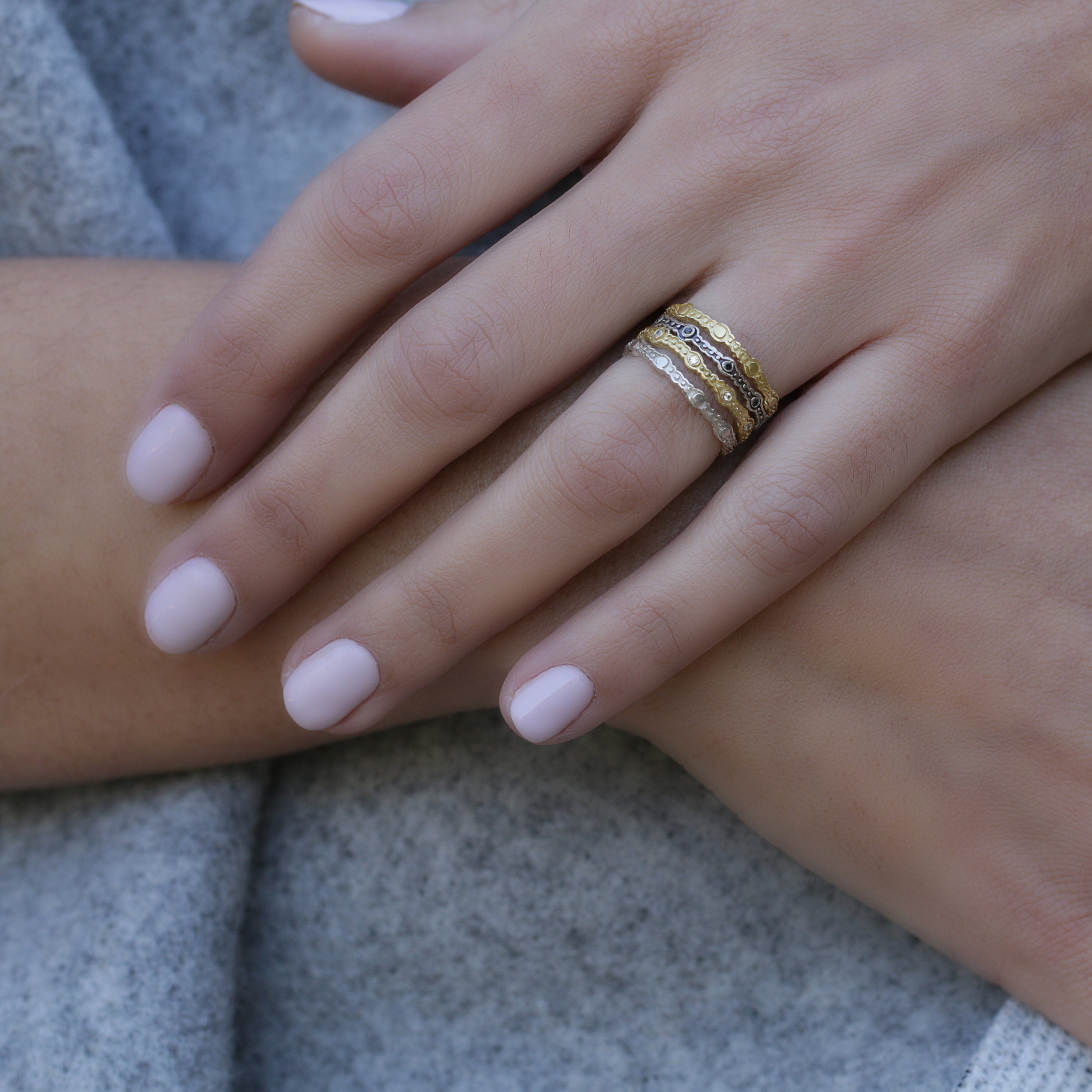 Dot Engraved Stacking Bands Ring Set. Flat Dot Dainty Stacking Rings set, 4 Ring Set, Stacking Dainty Rings Set, Band Ring, Mothers Day Gift