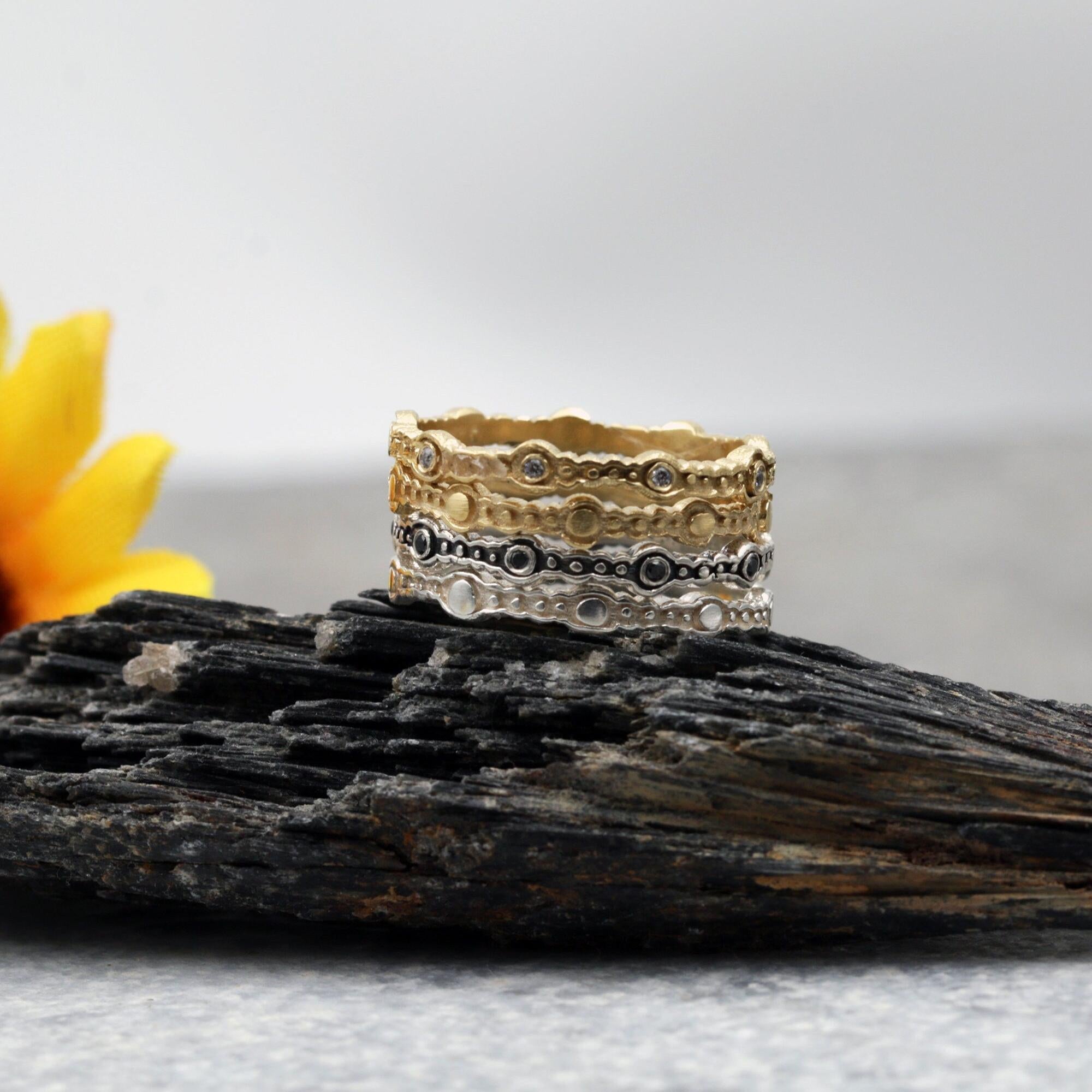 Dot Engraved Stacking Bands Ring Set. Flat Dot Dainty Stacking Rings set, 4 Ring Set, Stacking Dainty Rings Set, Band Ring, Mothers Day Gift