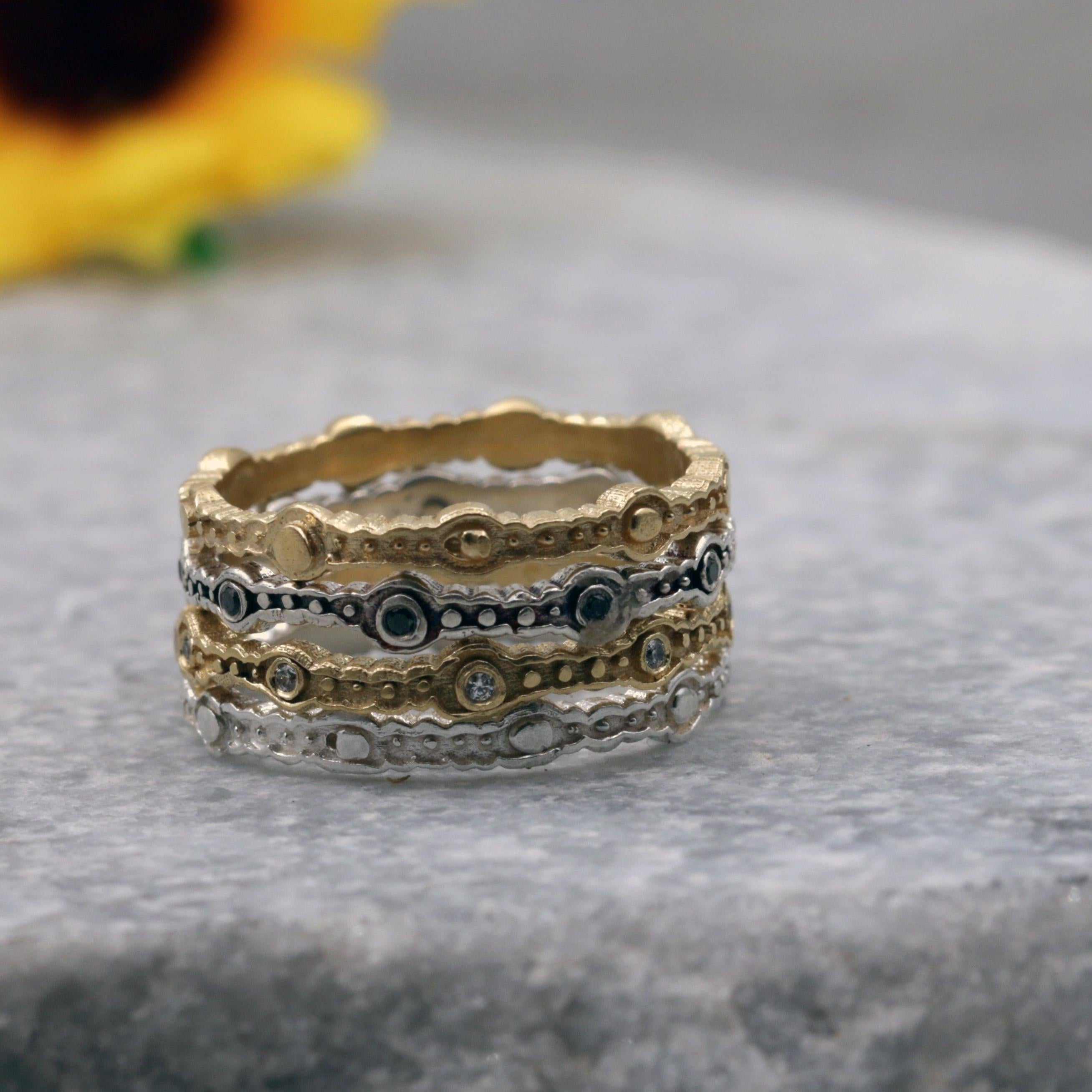 Dot Engraved Stacking Bands Ring Set. Flat Dot Dainty Stacking Rings set, 4 Ring Set, Stacking Dainty Rings Set, Band Ring, Mothers Day Gift