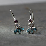 Gemstone Silver Earrings, Zircon, Blue Topaz, Garnet Earrings, Colorful Earrings, 925 Earrings, Statement Earrings, Mothers Day Gift
