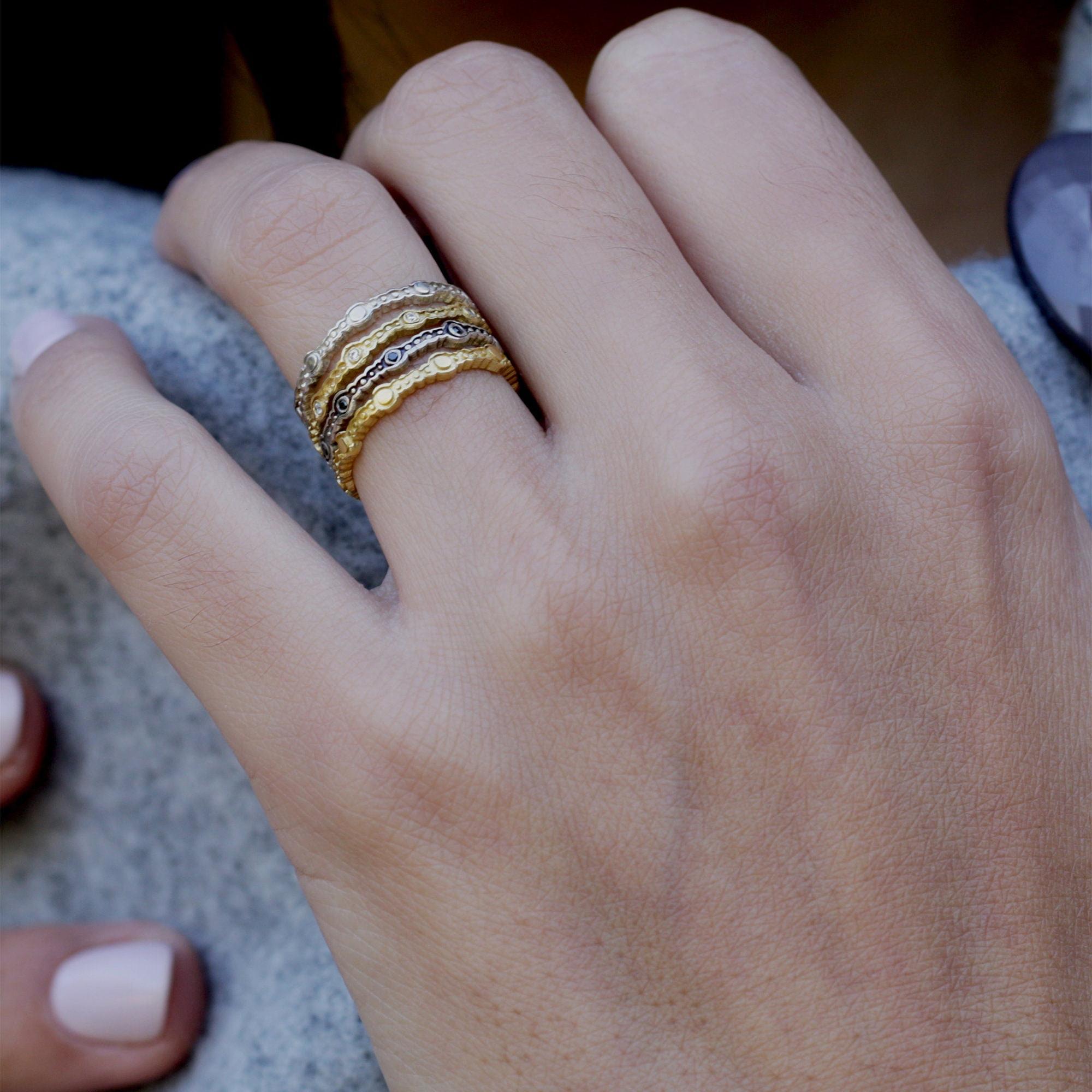 Dot Engraved Stacking Bands Ring Set. Flat Dot Dainty Stacking Rings set, 4 Ring Set, Stacking Dainty Rings Set, Band Ring, Mothers Day Gift