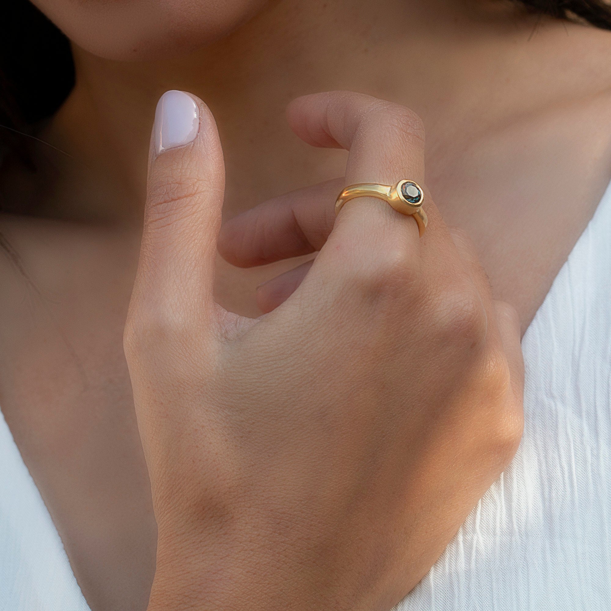Blue Topaz Ring,November Birthstone Ring,Stackable Rings,Dainty Jewelry,Gemstone Rings,Bezel Ring,Promise Ring,For Her Birthday Gifts