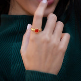 Carnelian Ring,Dainty Promise Rings,Gold Plated Ring,Gifts for Her,Stone Rings,Engagement Ring,Everyday Rings,Stacking Rings ,Christmas Gift