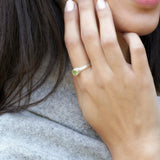 Round Peridot Silver Ring, Peridot Bezel Ring, Solitaire Rings For Women, Solitaire Peridot Ring, Peridot Ring, Mothers Day Gift-R558
