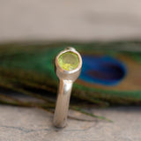Round Peridot Silver Ring, Peridot Bezel Ring, Solitaire Rings For Women, Solitaire Peridot Ring, Peridot Ring, Mothers Day Gift-R558