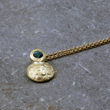 Handcrafted Dainty Blue Topaz Pendant Necklace - Short Round Design • Dainty Gold Necklace • Dainty Short Pendant • Gemstone Necklace