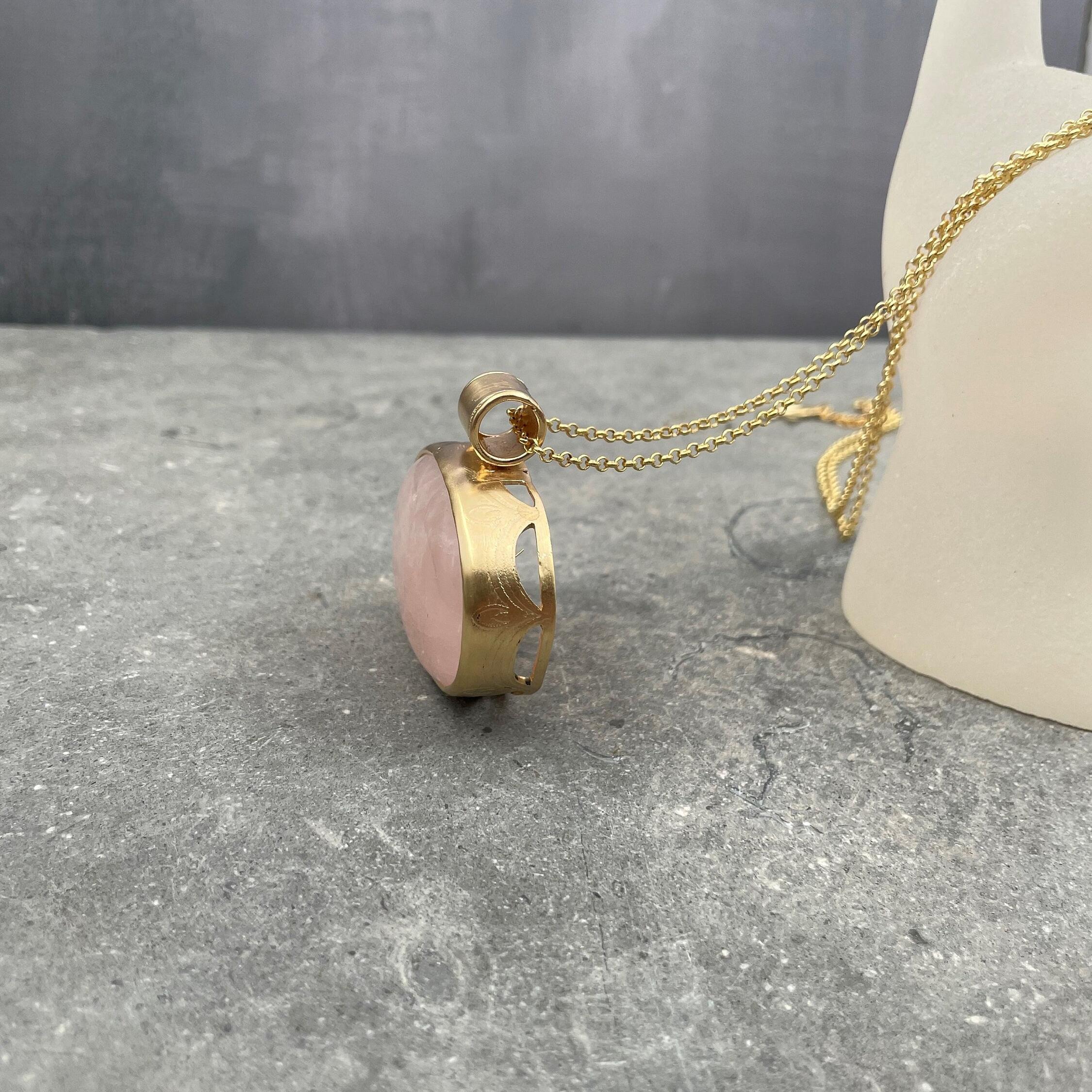 Rose Quartz Necklace,Statement Jewelry,Long Necklace,Large Pendant Necklace,Crystal Pendant Necklace,Gift Necklace,Boho Necklace