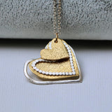 Long Necklace For Women, Gold And Silver Heart Pendant Necklace For Mom , Multi Hearts Pendant Necklace, Best Gifts for Mom, Gift for Her