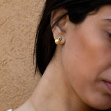 Blue Topaz Gold Stud Earrings, Gold Ear Jacket,14k Gold Earrings For Women, Blue Dainty Earrings, Bridal Earrings, Round Mothers Day Gift