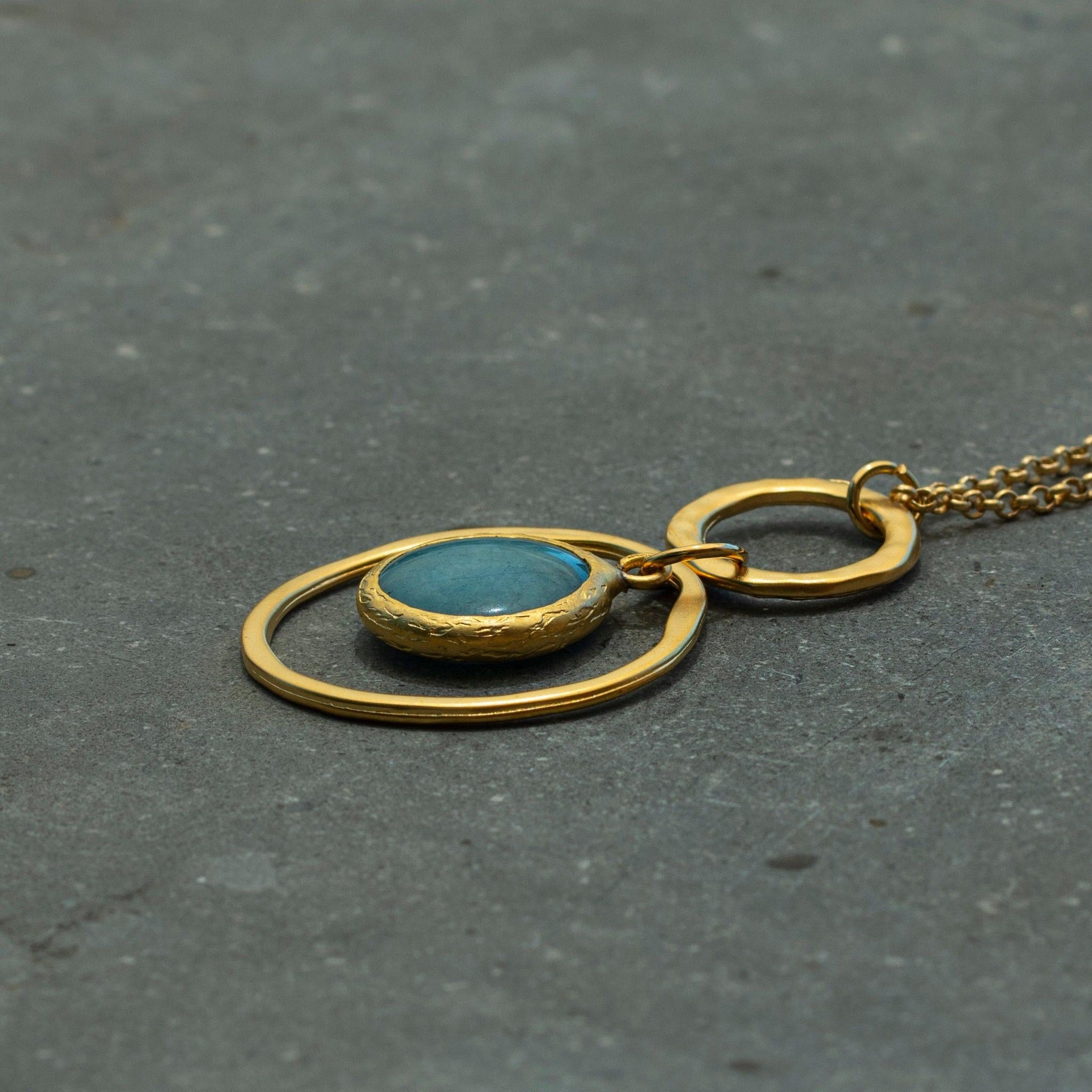 Long Necklace • Pendant Necklace • Blue Jade • Gold Pendant • Jade Gemstone Pendant Necklace • Gift For a Woman • Gold Necklace