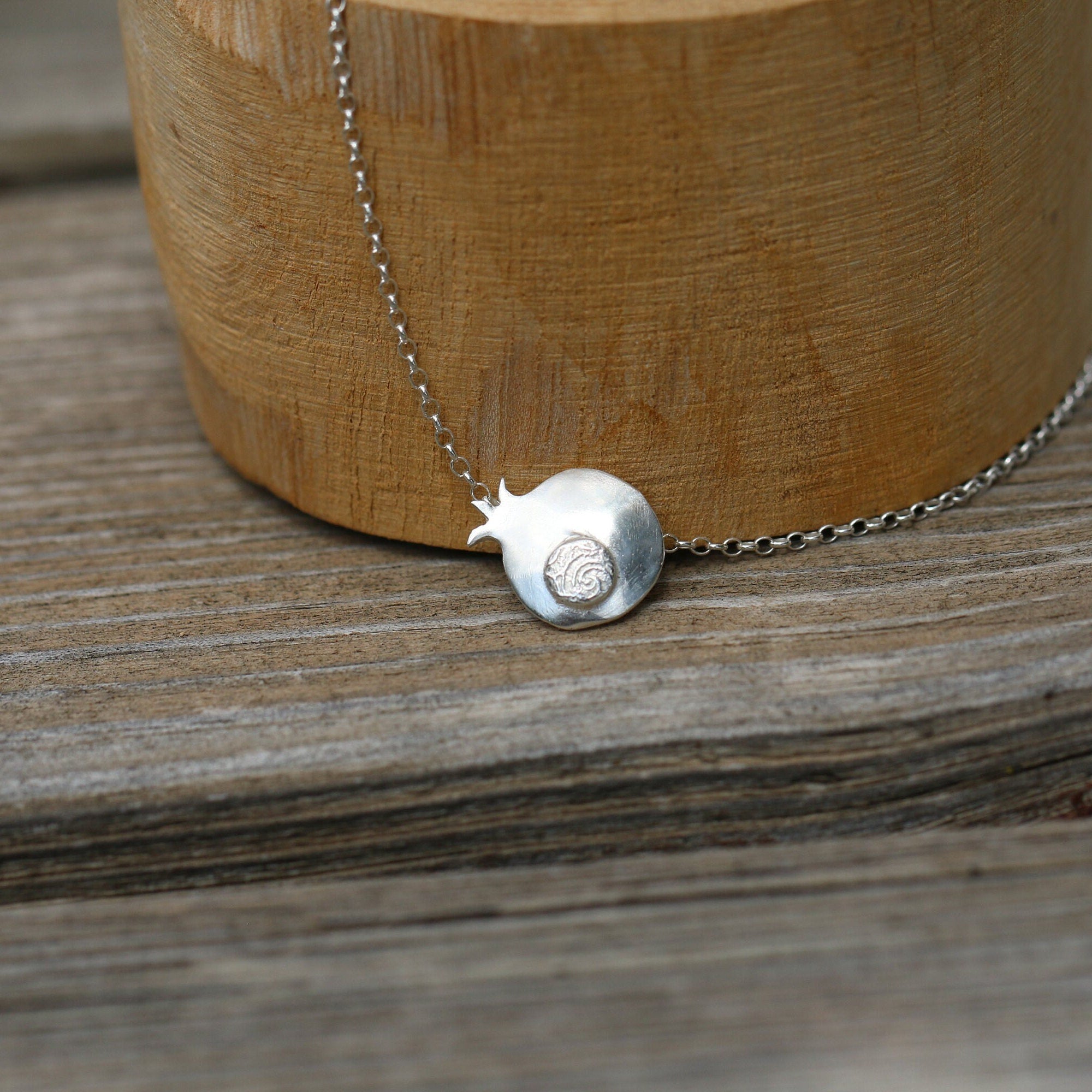 Pomegranate Pendant Silver Necklace,Luck Jewelry,Silver Pendant Necklace,Short Necklace For Women,Delicate Silver Necklace,Mother's Day Gift