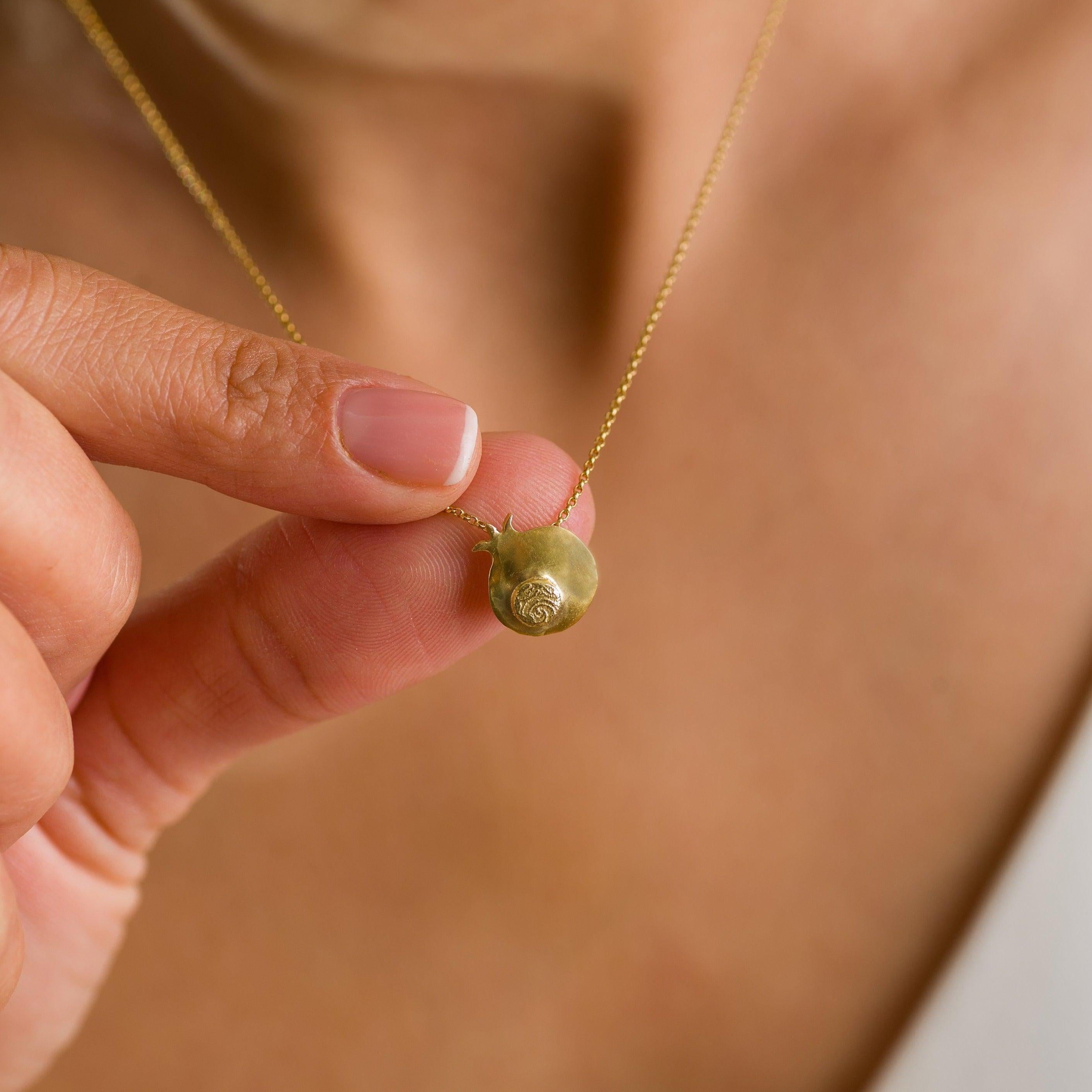 Dainty Gold Pendant Necklace,Luck Jewelry, pomegranate Gold Pendant,Short Necklace For Women,Delicate Gold Necklace,Mother's Day Gift