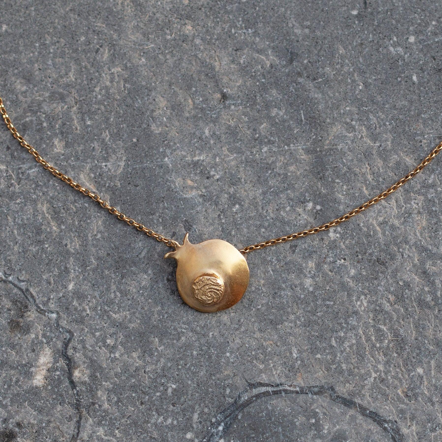 Dainty Gold Pendant Necklace,Luck Jewelry, pomegranate Gold Pendant,Short Necklace For Women,Delicate Gold Necklace,Mother's Day Gift
