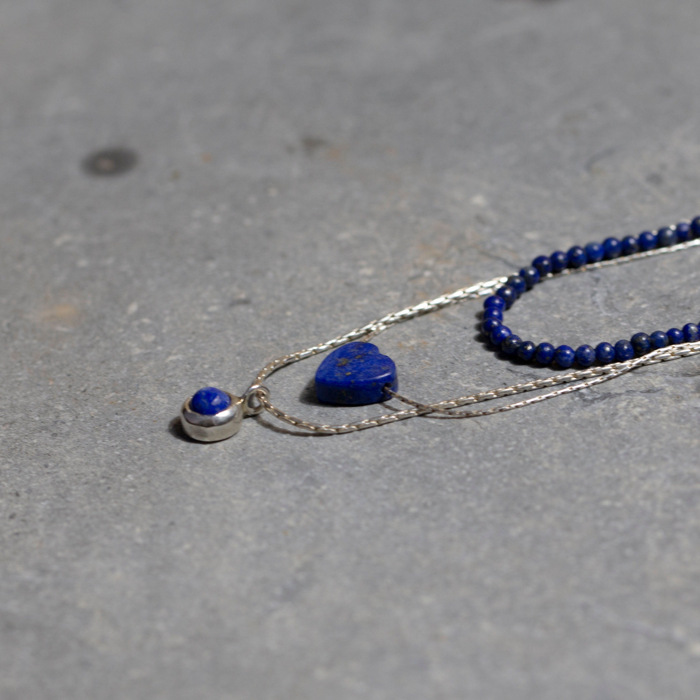 Silver 3 Layered Necklace ,Stacked Necklaces ,Blue Layered Necklace ,Triple strand Necklace ,September Birth Stone Necklace ,Christmas Gift.