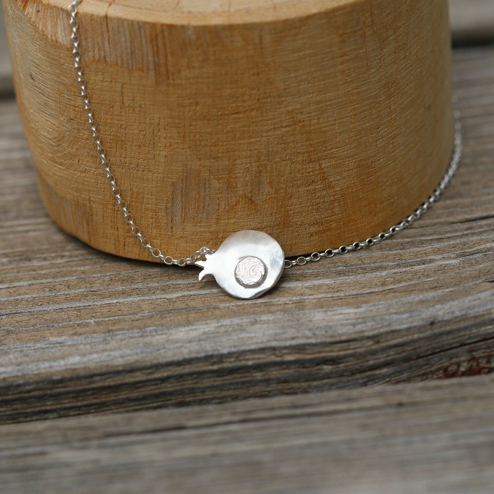 Pomegranate Pendant Silver Necklace,Luck Jewelry,Silver Pendant Necklace,Short Necklace For Women,Delicate Silver Necklace,Mother's Day Gift