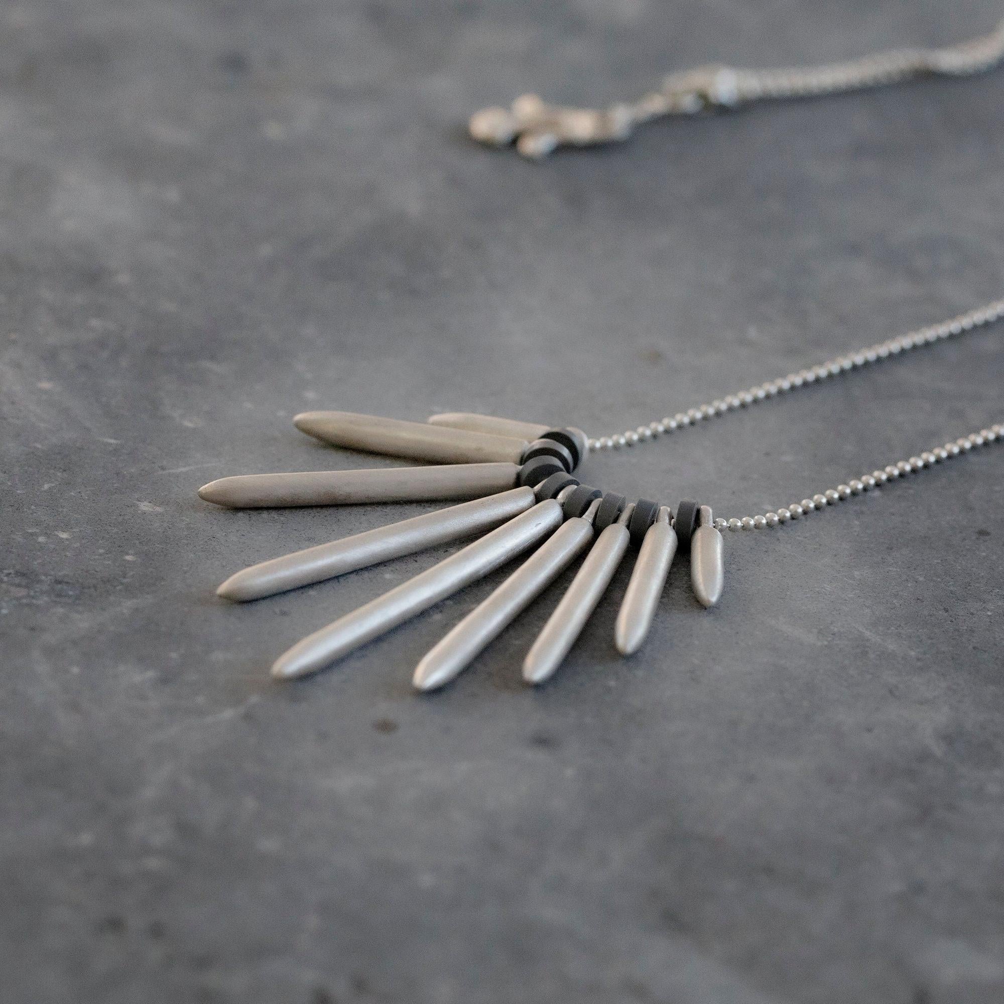 Spike Necklace,Long Silver Necklace,Silver Necklace For Women,Edgy Necklace,Fashion Jewelry For Women,Statement Necklace, Mother's Day Gift