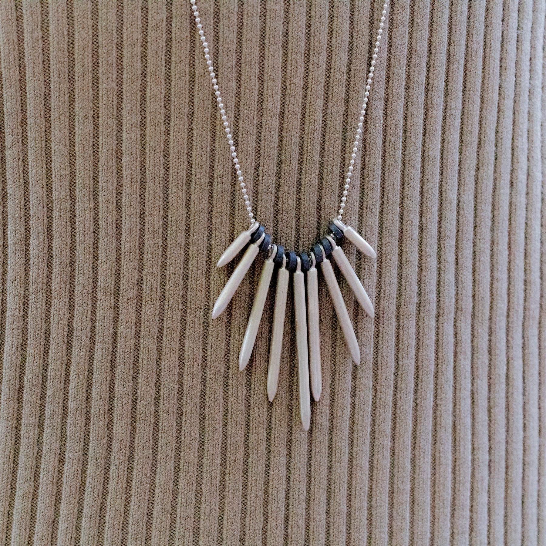 Spike Necklace,Long Silver Necklace,Silver Necklace For Women,Edgy Necklace,Fashion Jewelry For Women,Statement Necklace, Mother's Day Gift