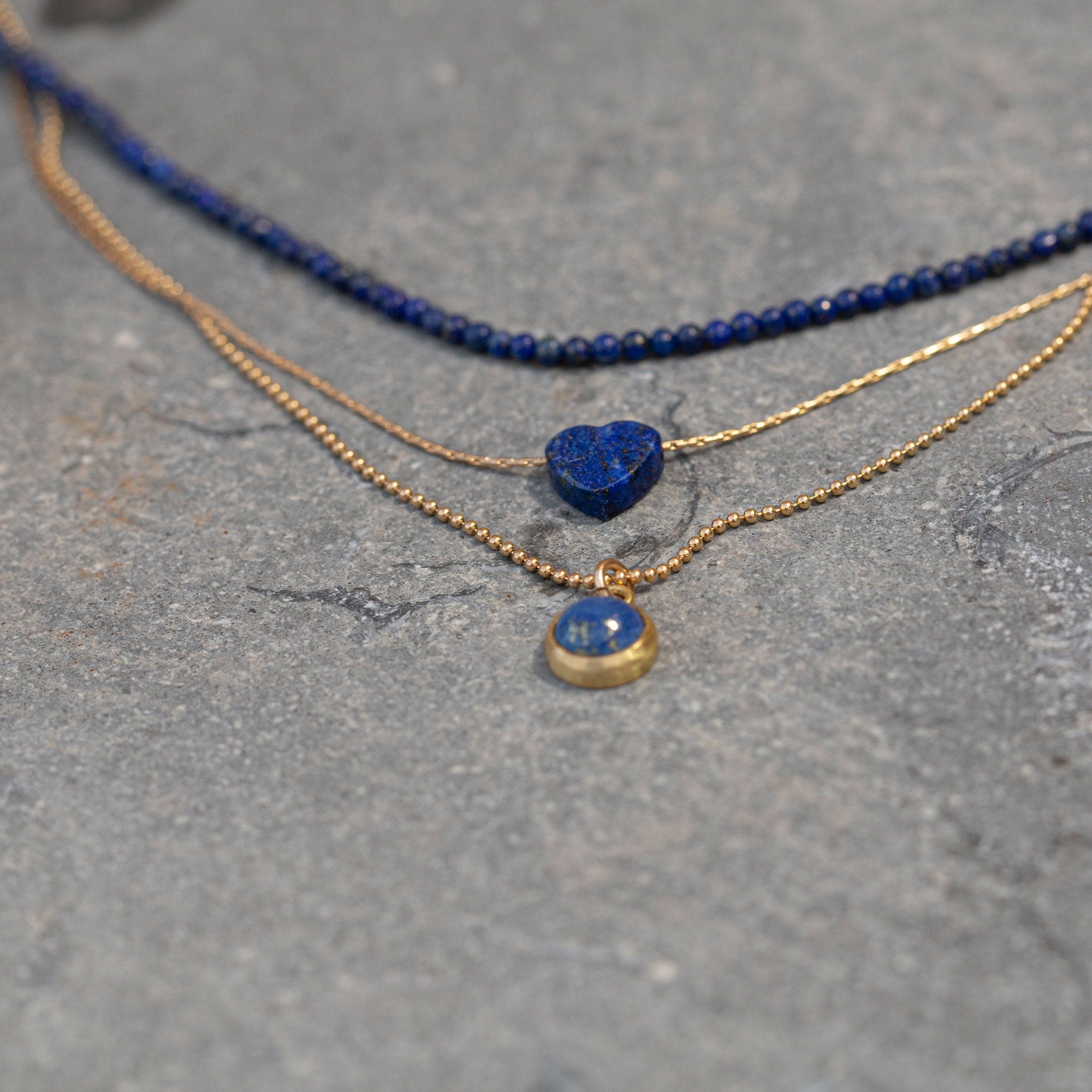 Lapis Layered Necklace ,Three Layered Necklace ,Multi Pendant Necklace ,Lapis Lazuli Necklace ,Stacked Necklaces , Multi-Strand Necklaces