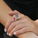 Ruby Sterling Silver Marquise Ring, Silver Raw Ruby Ring For Women, Ruby Marquise Gemstone Ring, July Birthstone ring, Christmas Gift, Ruby