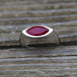 Ruby Sterling Silver Marquise Ring, Silver Raw Ruby Ring For Women, Ruby Marquise Gemstone Ring, July Birthstone ring, Christmas Gift, Ruby