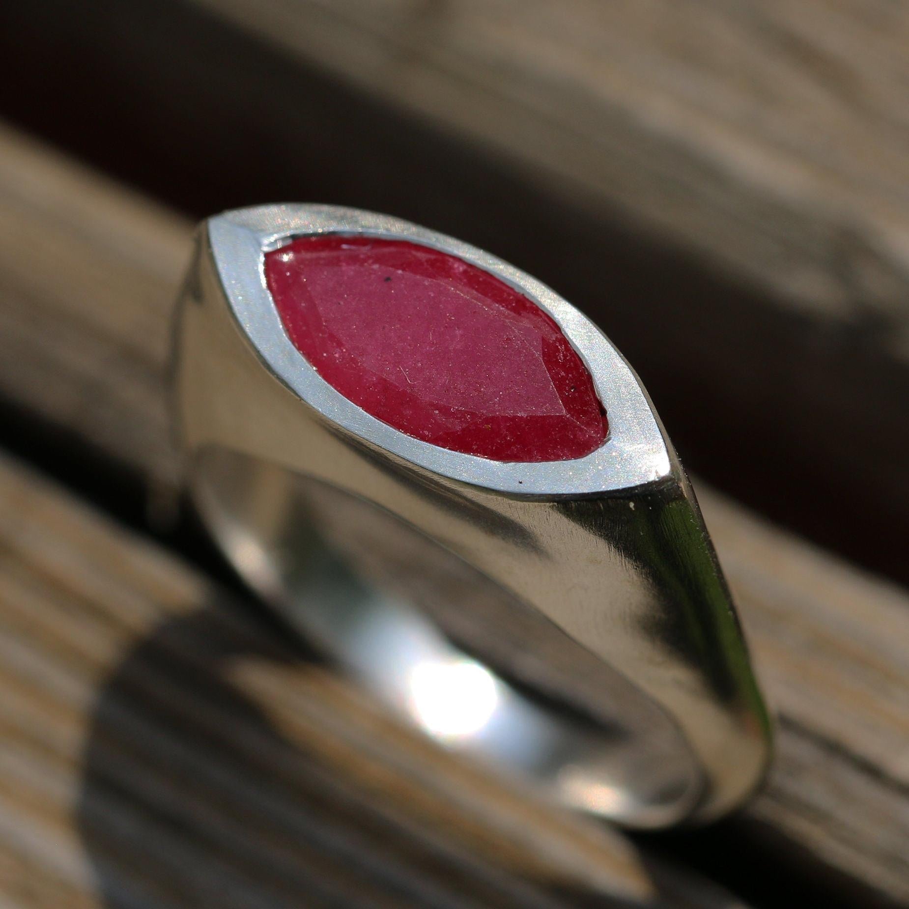 Ruby Sterling Silver Marquise Ring, Silver Raw Ruby Ring For Women, Ruby Marquise Gemstone Ring, July Birthstone ring, Christmas Gift, Ruby