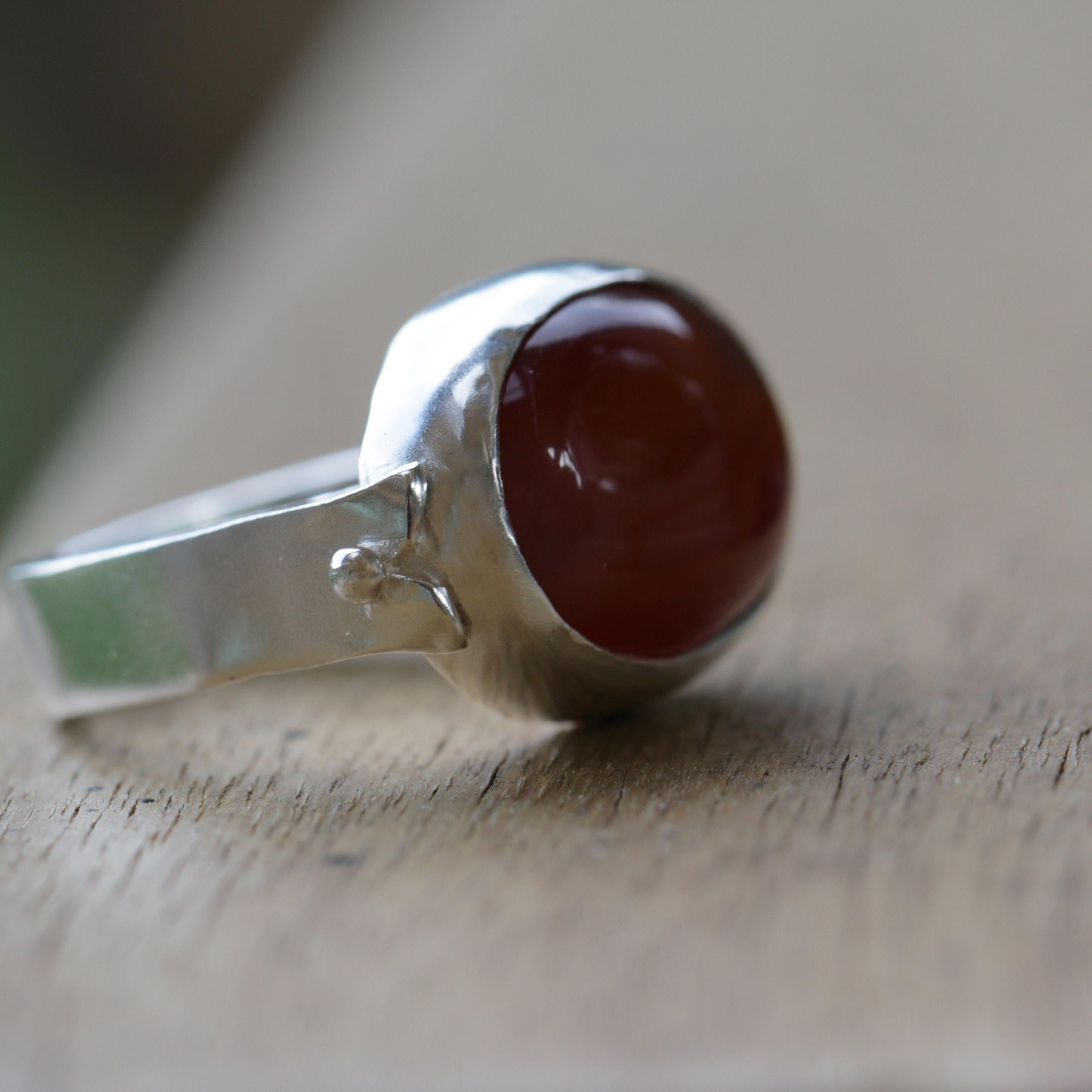 Oval Carnelian Silver Ring For Women, Cocktail Rings, Sterling Silver Statement Ring, July birthstone ring, Christmas Gift for women