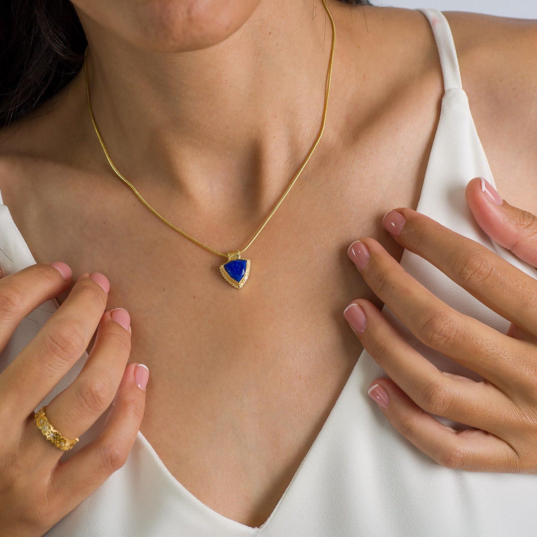 Personalized Gemstone Pendant Gold Necklace For Women