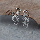 Dainty Silver Necklace And Earrings Set. Silver Multi Heart Jewelry set For Women, Heart Jewelry Set. special jewelry gift for her