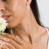 Dainty Silver Necklace And Earrings Set