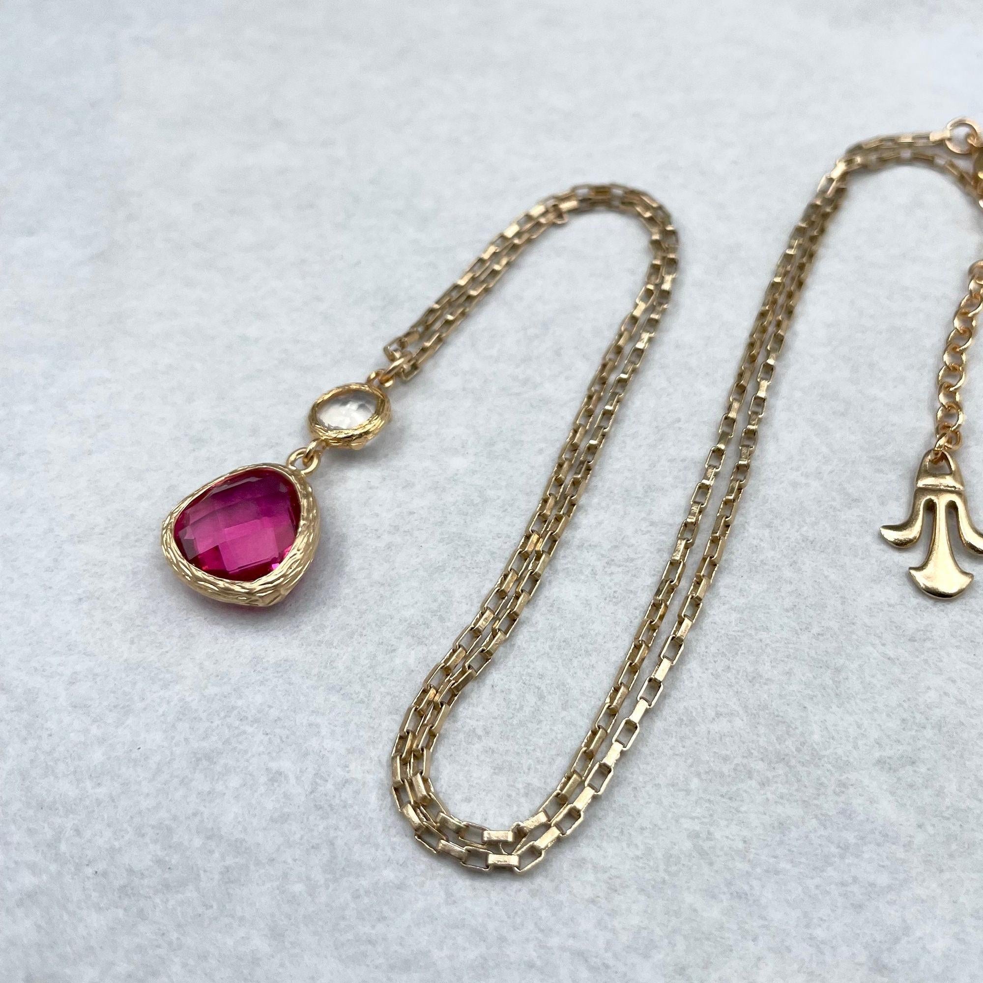 Gemstone Necklace,Pendant Necklace for Women,Dainty Gold Necklace,Dainty Necklaces for Women,Gold Necklace,Double Pendant Necklace