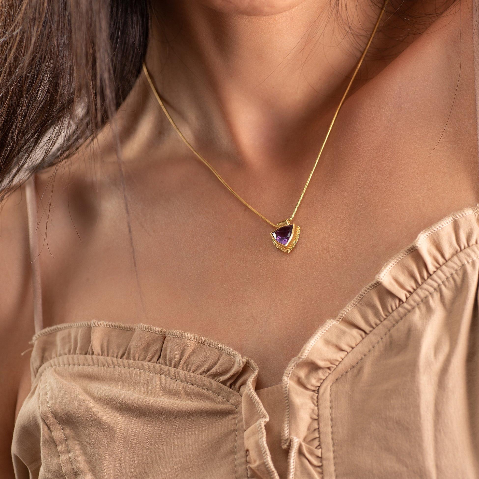 Amethyst Crystal Necklace,Gold Necklaces For Women,February Birthstone Necklace,Purple Necklace,Dainty Necklace,Mother's Day Gift