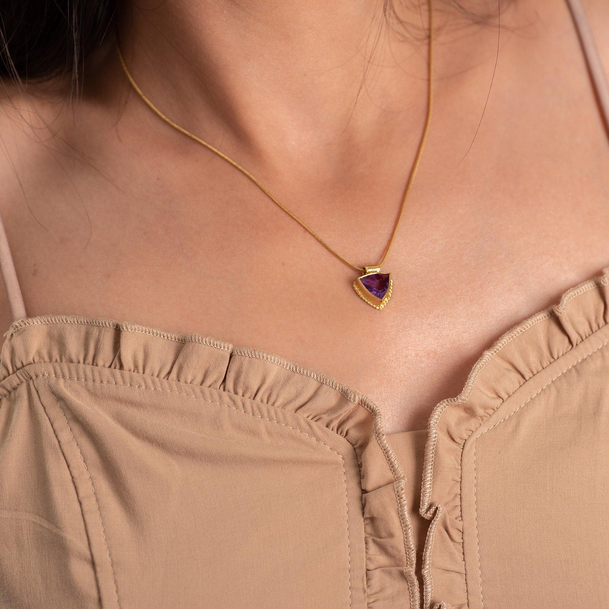 Amethyst Crystal Necklace,Gold Necklaces For Women,February Birthstone Necklace,Purple Necklace,Dainty Necklace,Mother's Day Gift