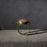 Pink handmade Gold Ring, Pink Statement Ring,14k Gold Rings for Women, Hand Made Oval cabochon Ring,