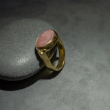 Pink handmade Gold Ring, Pink Statement Ring,14k Gold Rings for Women, Hand Made Oval cabochon Ring,