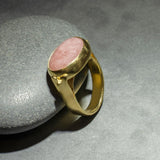 Pink handmade Gold Ring, Pink Statement Ring,14k Gold Rings for Women, Hand Made Oval cabochon Ring,