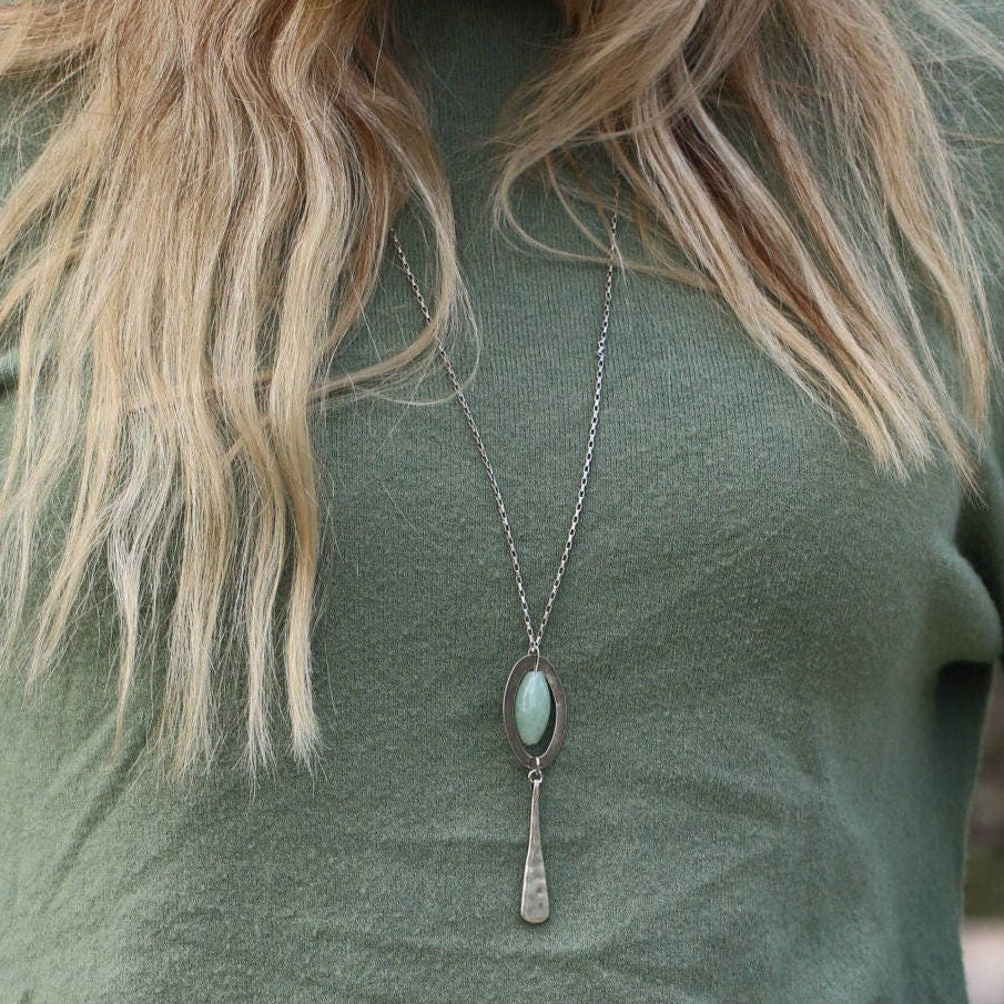 Oval And Spike Extra Long Pendant Necklaces For Women